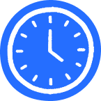 Sticker of a blue clock.
